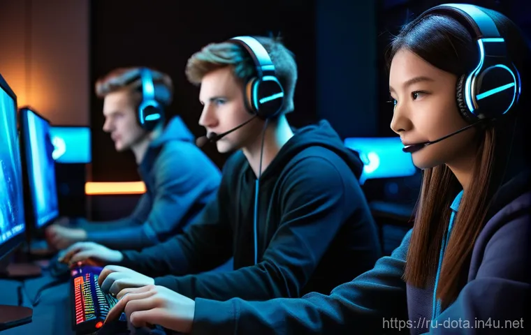 도타2 실시간 채팅 앱 추천 - **Dota 2 Team in Perfect Sync with Clear Voice Chat:**
    A vibrant, dynamic shot of five diverse y...