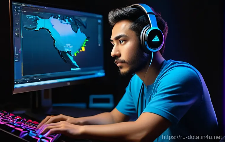 도타2 하이라이트 편집 - **Prompt:** A young adult, male or female, dressed in comfortable casual wear like a t-shirt and jea...