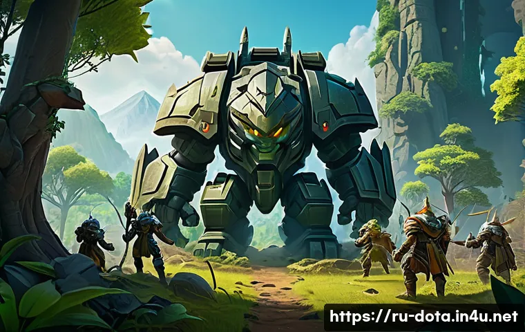 도타2 스택 유지 방법 - A detailed fantasy game scene showing a strategic neutral creep camp near a forest line, with multip...