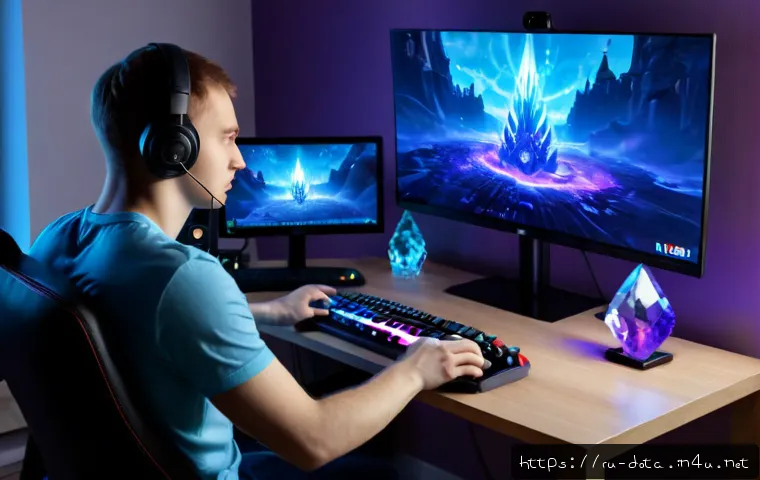 Home 17 도타2 Aghanim s Scepter 효과 - Photorealistic Russian esports player at a modern gaming desk in a cozy Moscow apartment at dusk, fo...